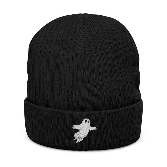 Embroidered Ghost Phase Ribbed Beanie